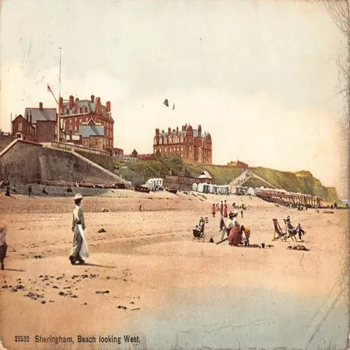 B127 England 1907 Sheringham Beach Looking West Vintage Postkarte