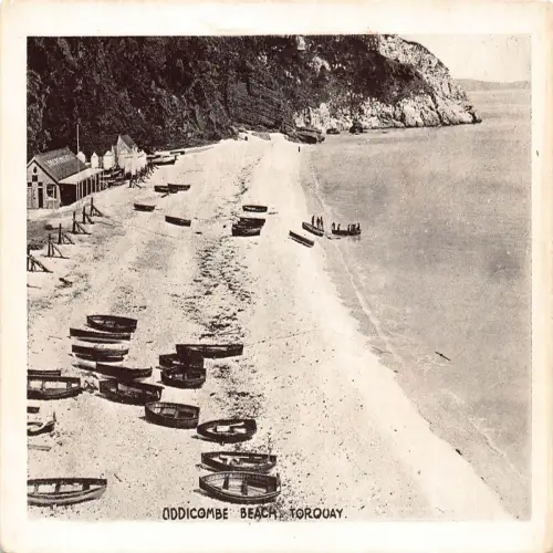 B126 England Torquay Oddicombe Beach Boats RPPC Vintage Postkarte
