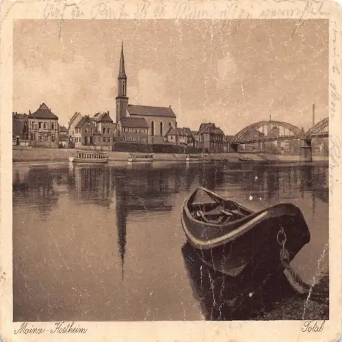 B121 Deutschland Mainz Kostheim Boot Oldtimer Postkarte