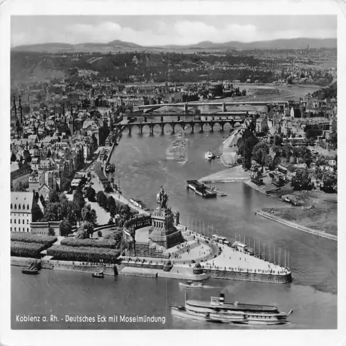 B118 Deutschland Koblenz a Rh Deutsches Eck Moselmündung Dampfschiff RPPC Postkarte