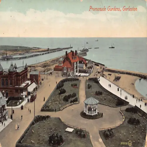 B127 England 1911 Gorleston Promenade Gardens Vintage Postkarte