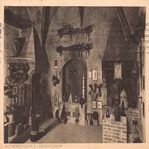 B120 Deutschland München Alchemistisches i Aboratorium 1925 Vintage Postkarte