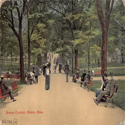 A679 US Massachusetts Boston Boston Common Benches Park 1913 Vintage Postkarte