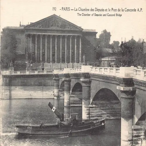 A678 Frankreich Paris Abgeordnetenkammer und Concord Bridge Dampfschiff Postkarte
