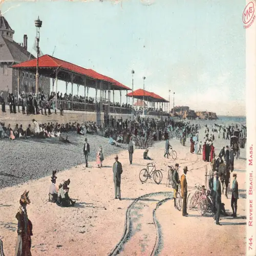 A679 US Massachusetts Revere Beach Bicycles 1906 Postkarte