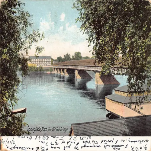 A679 USA 1905 Massachusetts Springfield The Old Toll Bridge Vintage Postkarte
