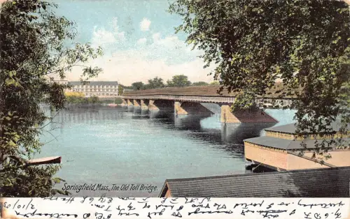 A679 USA 1905 Massachusetts Springfield The Old Toll Bridge Vintage Postkarte