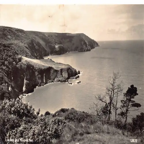 B126 England 1959 Lee Bay und Woody Bay RPPC Vintage Postkarte