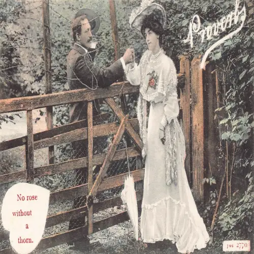A680 Sprüche Keine Rose ohne Dorn Paar Flirten Liebe Romantik Postkarte