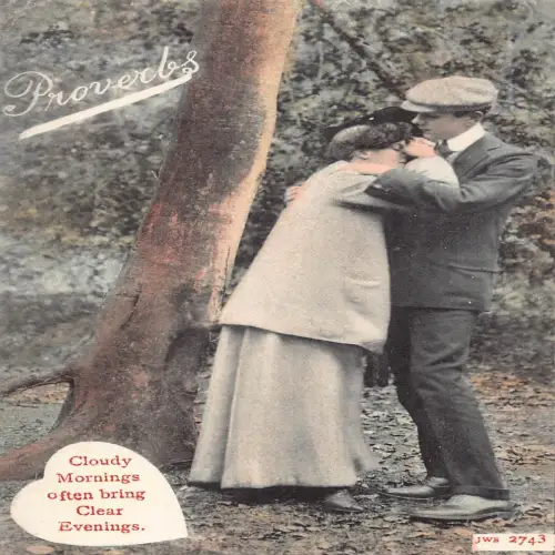 A680 Sprüche Bewölkte Morgen bringen oft klare Abende Paar Romantik Postkarte