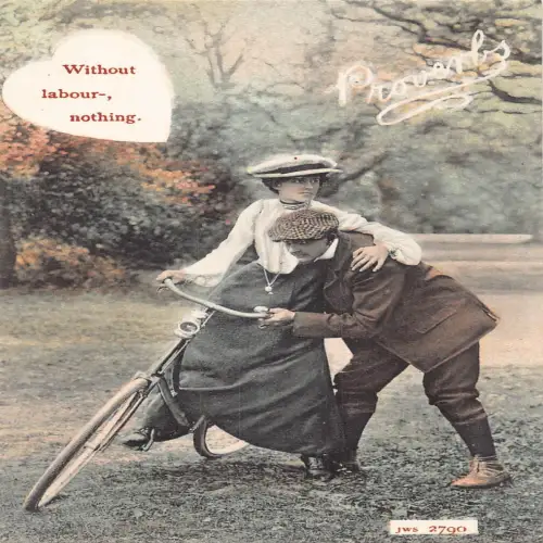A680 Sprichwörter Ohne Arbeit nichts Paar Liebe Romantik Fahrrad Postkarte