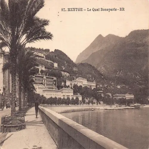 A681 Frankreich 1926 Menton Quai Bonaparte Quay Vintage Postkarte