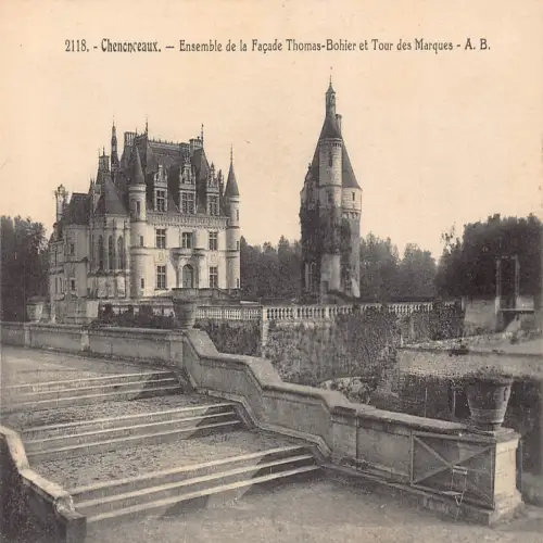 A681 Frankreich Chenonceaux Fassade Thomas Bohier et Tour des Marques Postkarte
