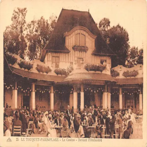 A681 Frankreich Le Touquet Paris Plage Casino Devant l'Orchestre Vintage Postkarte