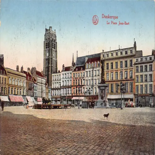 A682 Frankreich Dunkerque Place Jean Bart Square Vintage Postkarte