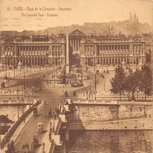 A682 Frankreich Paris Concorde Place Panorama Autos Oldtimer Postkarte