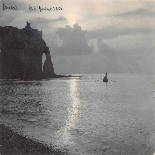 A683 Frankreich Etretat 1906 Coucher de Soleil Meer Vintage Postkarte