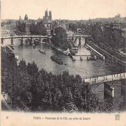 A683 Frankreich Paris Panorama de Cite Ansicht der Louvre-Brücken Postkarte