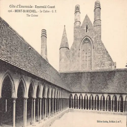 A683 Frankreich Le Mont St Michel Kreuzgang Vintage Postkarte