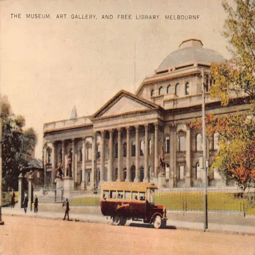 A684 Australia Museum Art Gallery and Free Library Melbourne Bus Postkarte