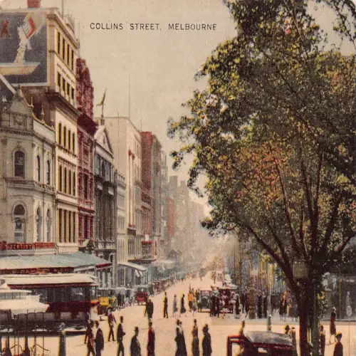 A684 Australien Melbourne Collins Street Cars Vintage Postkarte