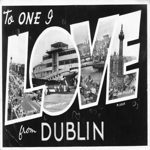 A685 Irland 1957 To One I Love from Dublin Big Letter Airport Pillar Postkarte