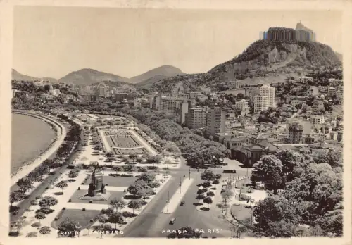 A686 Brasilien Rio de Janeiro Praca Paris RPPC 1951 Postkarte