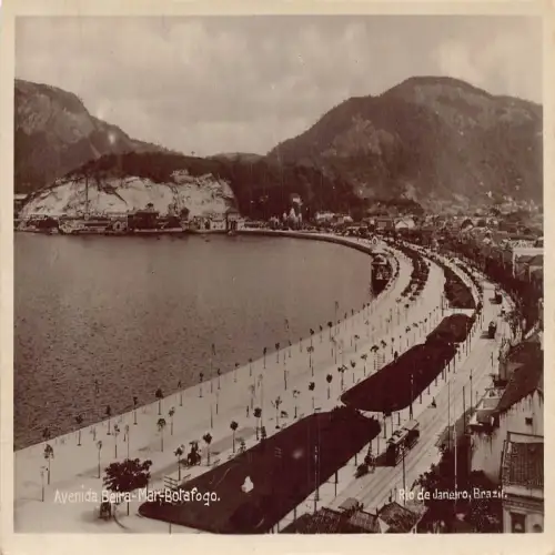 A686 Brasilien Rio de Janeiro Avenida Beira Mar Borafogo RPPC Vintage Postkarte