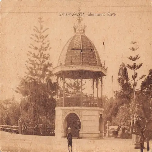 A686 Chile Antofagasta Monumento Slavo Denkmal Vintage Postkarte