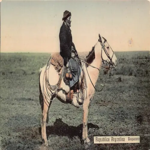 A686 Argentinien Baqueano Ureinwohner Mann Reiten Pferd Ethno Vintage Postkarte