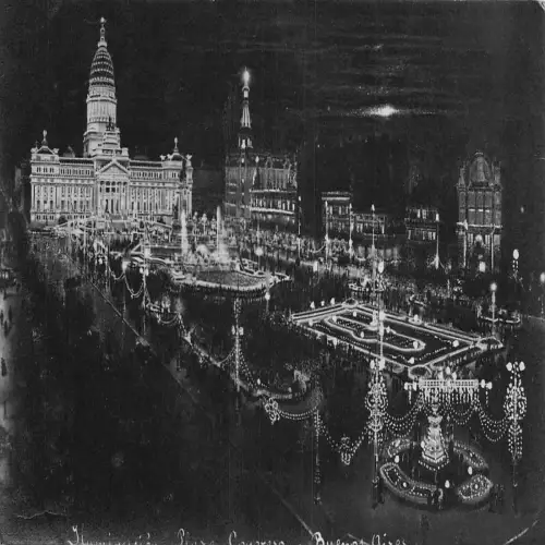 A686 Argentinien Buenos Aires Plaza Congreso Nachts beleuchtet RPPC Postkarte