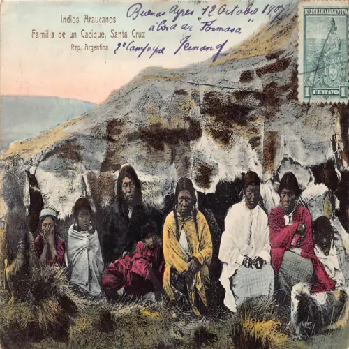 A686 Argentinien 1907 Indios Araucanos Familia de Cacique Santa Cruz Postkarte