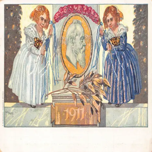 A687 Deutschland Bayern 1911 Prinz Liutpold 90. Geburt Mädchen Blumen Postkarte