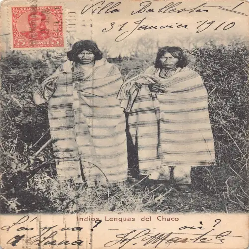 A689 Argentinien 1910 Indios Lenguas de Chaco Ureinwohner Männer Ethnische Postkarte
