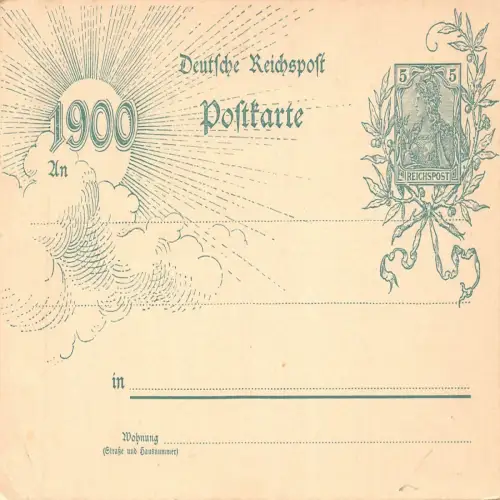 A691 Deutschland 1900 Reichspost Sonne und Wolken Pflanzen ungebraucht Ganzsache