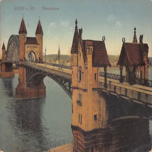 A690 Deutschland Bonn eine Rh Rheinbrückebrücke Vintage Postkarte