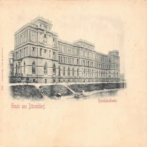 A691 Deutschland Gruss aus Düsseldorf Kunstakademie Akademie Vintage Postkarte