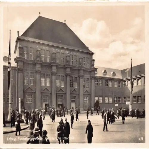A691 Deutschland Leipzig Ausstellungsgelaende Haus der Elektrotechnik RPPC Postkarte