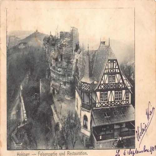 A691 Deutschland 1903 Hohbarr Felsenpartie und Restauration Vintage Postkarte