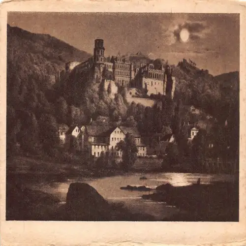 A691 Deutschland Heidelberg Schloss von Hirschgasse Schloss Mondschein Postkarte