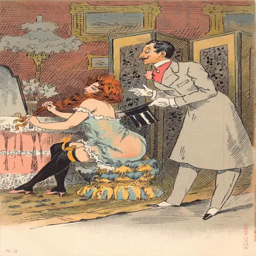 L474 AC & C Paris freche Geschichten über Bordelle Akt gewagte Vintage Postkarte