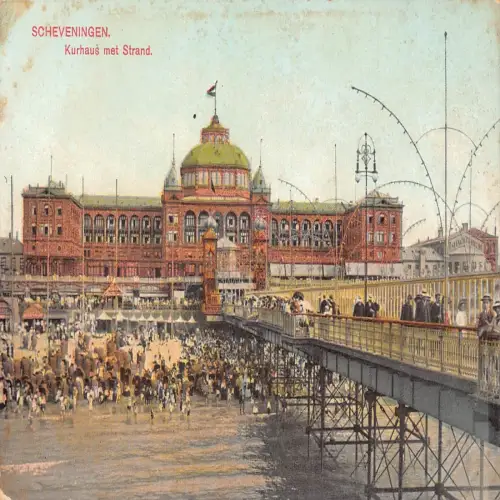 A660 Niederlande Scheveningen Kurhaus met Strand Bridge Vintage Postkarte