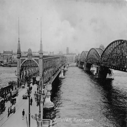A660 Niederlande Rotterdam Maasbruggen Brücke Vintage Postkarte