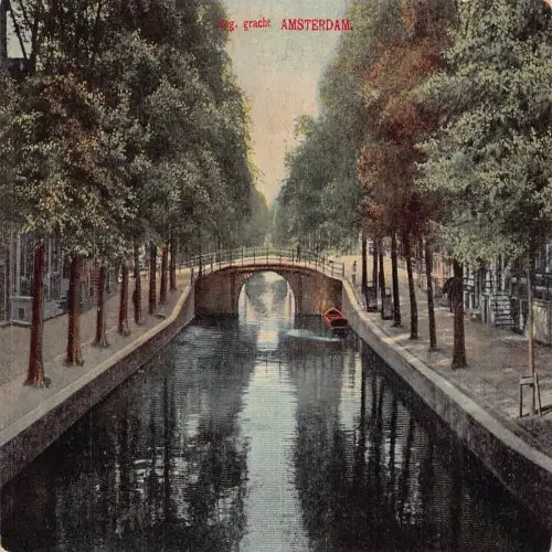 A660 Niederlande Kanal Amsterdam Brücke Vintage Postkarte