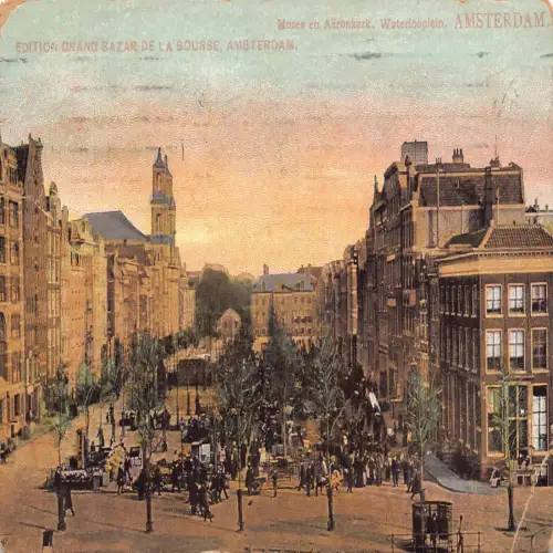 A660 Niederlande 1908 Grand Bazar de la Bourse Amsterdam Vintage Postkarte