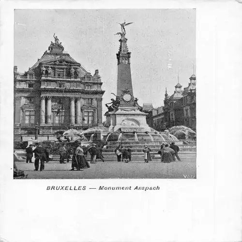 A661 Belgien Brüssel Denkmal Anspach Brunnen Vintage Postkarte