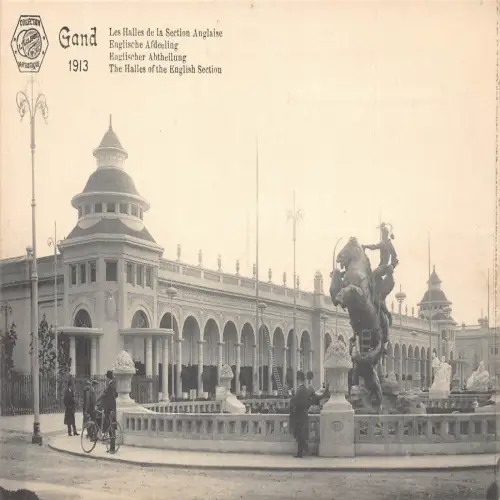 A661 Belgien Gand Ausstellung 1913 Hallen der englischen Sektion Fahrrad Postkarte