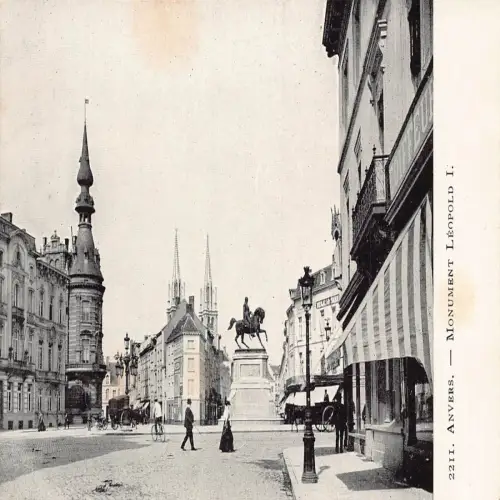 A661 Belgien Anvers Antwerpen Denkmal Leopold I Coiffeur Vintage Postkarte