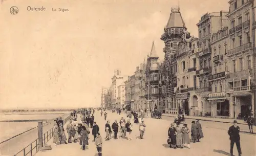 A661 Belgien Ostende Digue Promenade Vintage Postkarte