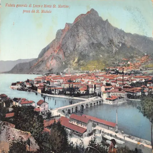 A663 Italien Leco e Monte ST Martino presa da St Michele Vintage Postkarte